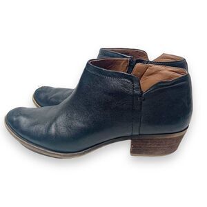 Lucky Brand Bardon 2 Ankle Bootie Stacked Heel Boots Black Leather Women’s 8.5 M
